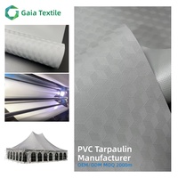 Bâche en tissu PVC enduit vinyle gaufré 3D, gris et blanc, 650 g/m², 1000D, imperméable et coupe-vent, personnalisable pour tentes de mariage et de fête