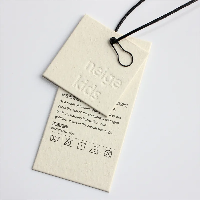Factory custom eco vriendelijke recycle vanille papier hang tag swing tag