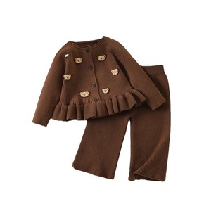 Ensemble <span class=keywords><strong>pull</strong></span> cardigan à manches longues à rayures et <span class=keywords><strong>pantalon</strong></span> décontracté, style coréen, tenue de printemps pour bébés filles avec broderie élégante - Product Image 5