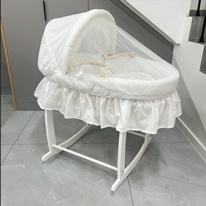 Ensemble de panier de Moïse <span class=keywords><strong>blanc</strong></span> avec support, panier de Moïse tissé à la main, design écologique, panier de Moïse <span class=keywords><strong>en</strong></span> bois pour bébé avec support - Product Image 6