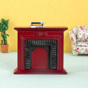 1:12 gabinete de hogar rojo Retro americano pared decorativa de casa de familia europea para juguetes de casa de muñecas de madera DIY - Product Image 2