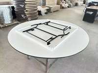 Table à manger ronde pliable moderne en contreplaqué blanc avec pieds en métal pour la maison, l'hôtel, l'extérieur, capacité de 10 personnes, meubles de salle à manger