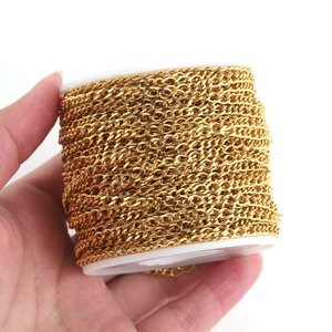 Cadenas de Acero Inoxidable Chapadas en Oro de 18K para la Fabricación de Collares de Moda, Cadena Figaro de Acero Inoxidable al por Mayor - Product Image 2