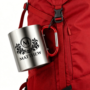 Mug isotherme personnalisé EffiPrint en acier inoxydable avec poignée rouge, idéal pour la randonnée et le camping, logo personnalisé, <span class=keywords><strong>isolation</strong></span> <span class=keywords><strong>thermique</strong></span> 0-6 heures - Product Image 2