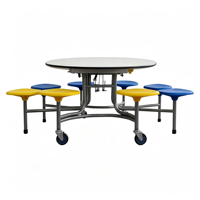 Ensemble table et chaises pliantes de cantine, grande table ronde en acier inoxydable pour la conception de tables, petite table rectangulaire pour cafétéria professionnelle