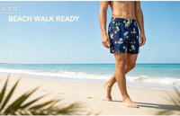 Shorts de bain mi-longs pour hommes, tissés, taille élastique, écologiques, respirants, séchage rapide, avec impression numérique, service OEM