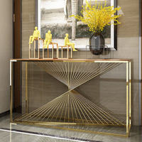 Table console de couloir en métal doré, style européen de luxe, pour hôtel