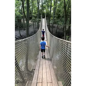 Ponte de suspensão de diversões, corda de madeira do parque bridge, ponte de diversões para crianças e adultos