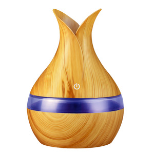 YX-188 Mini USB Humidifier 300Ml Wood Grain Design Office Desk Use Fog Type With Led Lights - Product Image 1