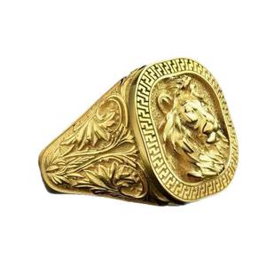 Lion Men's <b>Ring</b> Golden Square Animal Design Geometric Shape Gift Jewelry - Product Image 4
