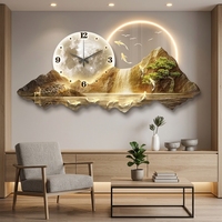 Peinture murale moderne en acrylique et porcelaine avec horloge murale silencieuse, art mural contemporain à LED, décoration pour hôtel et maison