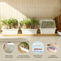 Set Hadiah Kit Penanaman Microgreens dengan 3 Baki dan Penyangga Bambu Alami untuk Sayuran Salad Dapur Dalam Ruangan