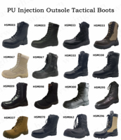 CMH, bottes de combat noires en cuir gaufré anti-froid coupe haute bottes de combat à semelle d'injection PU/PU avec fermoir en métal HSM300
