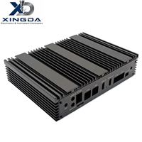 Boîtier en aluminium noir pour mini PC sans ventilateur, avec ailettes de refroidissement intégrées, pour carte mère industrielle double LAN intégrée, boîtier de protection
