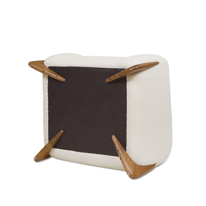 Fauteuil moderne capitonné en sherpa blanc ivoire, fauteuil de détente en bouclette pour salon - Product Image 6