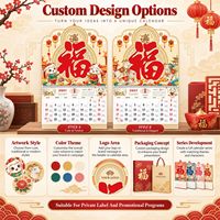Calendrier mural chinois lunaire et grégorien 2027 découpé au laser, Année du Chèvre, Nouvel An traditionnel, en carton, estampage à chaud or, logo personnalisé
