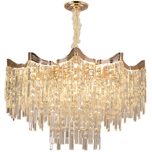Crystal Chandelier Long Multi Head LED <b>Light</b> Luxury Loft Living Room <b>Ceiling</b> Fixture - Product Image 4