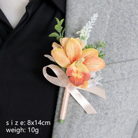 Ensemble de boutonnières et de corsages de poignet pour mariage, orchidée artificielle en soie, résistant à l'eau et aux UV, pour la mariée, le marié, les invités et les demoiselles d'honneur