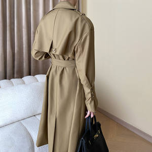 <span class=keywords><strong>Trench</strong></span> lungo da <span class=keywords><strong>donna</strong></span> <span class=keywords><strong>Beige</strong></span> di lusso elegante cappotto classico doppio petto primavera autunno - Product Image 4