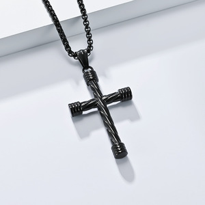 yunnique popular stainless steel cross necklace for men, niche retro design, street style, <b>titanium</b> steel pendant - Product Image 4