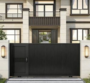 <span class=keywords><strong>Portail</strong></span> coulissant moderne en aluminium pour cour, allée et entrée extérieure, avec ouverture électrique - Product Image 3