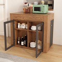 Table à manger multifonctionnelle moderne extensible avec armoire de rangement, chaises pliantes dissimulées, plateau en bois massif et ardoise, table télescopique