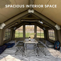 Tente tunnel gonflable en coton monobloc CE pour 6 à 8 personnes, grande tente de camping portable pour l'extérieur, résistante à la pluie, pour le camping