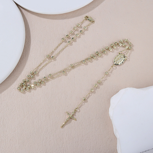 San Benito gioielli religiosi cattolici rosari croce ciondolo perline catena placcato <span class=keywords><strong>oro</strong></span> <span class=keywords><strong>rosario</strong></span> <span class=keywords><strong>collane</strong></span> - Product Image 2