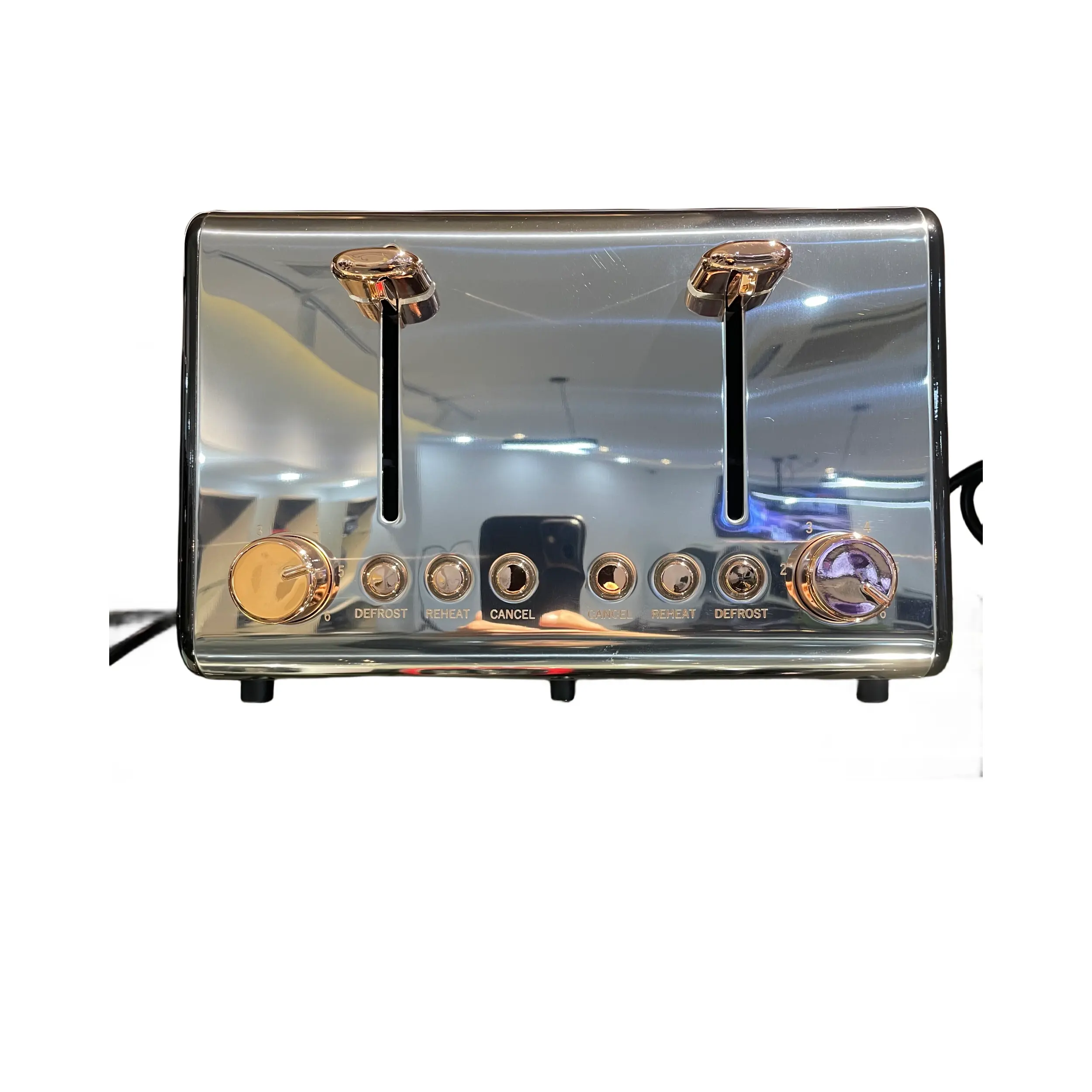 Retro 4 Slices Bread Toaster 6 Degree Browning Setting Stainless Steel with Spray Painting Tostadoras