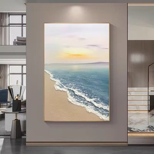 Hand Painted Seascape Oil Painting Framed Metal <b>Frame</b> Impressionism Style Living Room <b>Wall</b> Art Decorative Painting For Sofa - Product Image 4