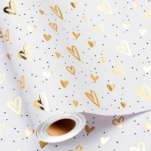 Kraft Wrapping <b>Paper</b> 3D Heart Embossed Gold Stamp Foil Gift <b>Wrap</b> for Valentines Day Anniversary Birthday Wedding Baby Shower - Product Image 2