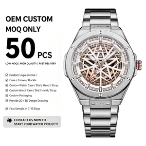 Relojes mecánicos automáticos de zafiro con diseños clásicos personalizados, bajo MOQ, para hombre, de lujo, con esqueleto, de acero inoxidable. - Product Image 1