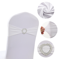 Bandes de chaise extensibles en spandex avec boucle cœur, sans nœud, élastiques, pour décoration de mariage, banquet, fête, événement, vente en gros