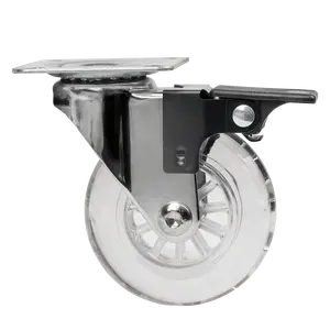 2 Zoll <span class=keywords><strong>3</strong></span> Zoll transparente Rolle für Wagen und drehbare feste Bremse verfügbar Esstisch Auto Rollen - Product Image 1