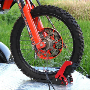 Soporte de Fijación de Rueda Delantera para Remolque de Motocicleta de Acero Rojo con Limitador de Estacionamiento de Neumáticos y Marco - Product Image 2