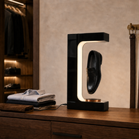 Support d'affichage à lévitation magnétique pour chaussures, avec éclairage LED, en acrylique noir brillant, fabrication OEM