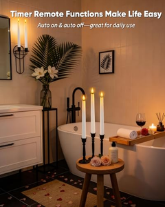 Juego de 6 Velas LED con Control Remoto, Llama Realista en 3D, Funciona con Pilas, Velas Cónicas - Product Image 4