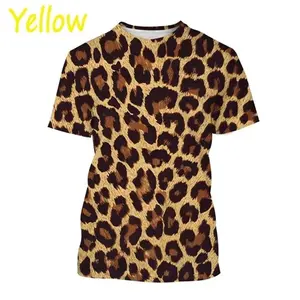3D Printed Leopard Graphic T Shirts Cool Men's Personality T-shirt Tops Short Sleeve Plus Size Wild Cheetah Casual Tees