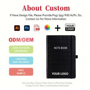 Carnet de notes personnalisé avec logo noir, ligné, A5, couverture rigide en cuir PU, pour le bureau - Product Image 2