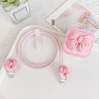 Coloré Ondulé Arc 20W Chargeur Protecteur Couverture Mignon Girly Données Câble Protection Cas Couverture pour iPhone