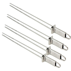 Brochetas Kabob de 13 pulgadas, doble tenedor, brochetas de barbacoa de Metal para asar a la parrilla, brocheta plana de acero inoxidable con deslizador - Product Image 2