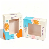 Boîte Cadeau Personnalisée à Couvercle Rabattable avec Logo, Imprimé Fruits Colorés, Boîte Cosmétique à Fenêtre pour Baume à Lèvres Nourrissant et Kit de Soin des Lèvres