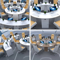 Poste de travail circulaire moderne 4/6 places, station de travail modulaire écologique avec combinaison chaise pour réunions et formations