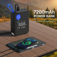 Démarreur portable pour moto et voiture 800A Peak, gonfleur de pneus 150 PSI, batterie externe 7200 mAh, outil d'urgence pour véhicules essence 4.0L et diesel 2.5L