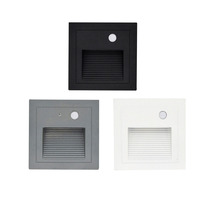 Applique murale encastrée pour l'intérieur et l'extérieur, 1W, 3W, capteur de mouvement PIR, éclairage LED