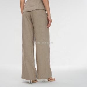 Pantalones de Mujer al por Mayor, Personalizados, Estilo Casual de Negocios, de Lino y Algodón Finos, Holgados y de Pierna Ancha - Product Image 2