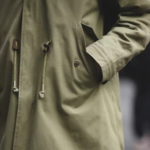Vintage M51Tactical Balık Kuyruğu <span class=keywords><strong>Parka</strong></span> Erkekler için Kış Sıcak Kapşonlu Orta Uzunlukta Pamuklu İş Kıyafeti Ceket Kaban - Product Image 5