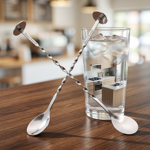Cuillère à cocktail torsadée, outil de bar, métal, réutilisable, style classique - Product Image 5