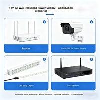 Alimentation électrique murale MEIQI 12V 2A DC - Prise durable en matériau PC pour ordinateurs portables et éclairages LED