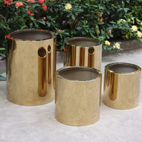 Jardinière cylindrique en métal couleur or personnalisée, grand pot à fleurs en acier inoxydable